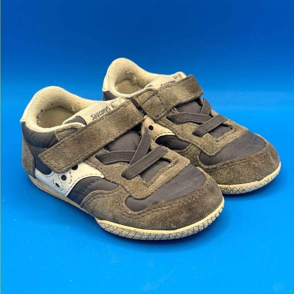 Saucony Bullet Jr 5.5M Blue Suede Sneakers Infant Baby Toddler Shoes Hook Loop